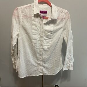 Talbots White Long Sleeve Button Down Cotton Shirt Size 10P